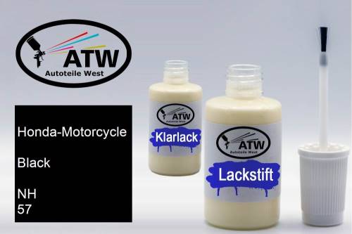 Honda-Motorcycle, Black, NH 57: 20ml Lackstift + 20ml Klarlack - Set, von ATW Autoteile West.